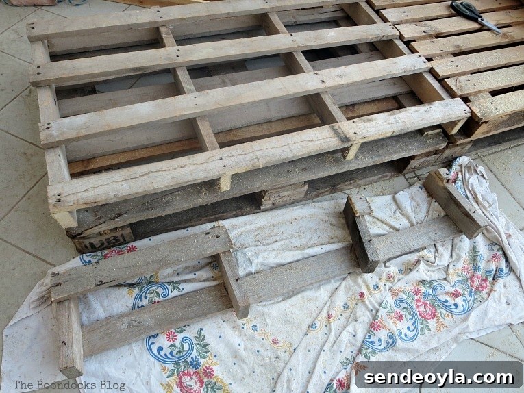 How to Build a DIY Pallet Sofa Without Tools 4 Cutting the one extra wide pallet