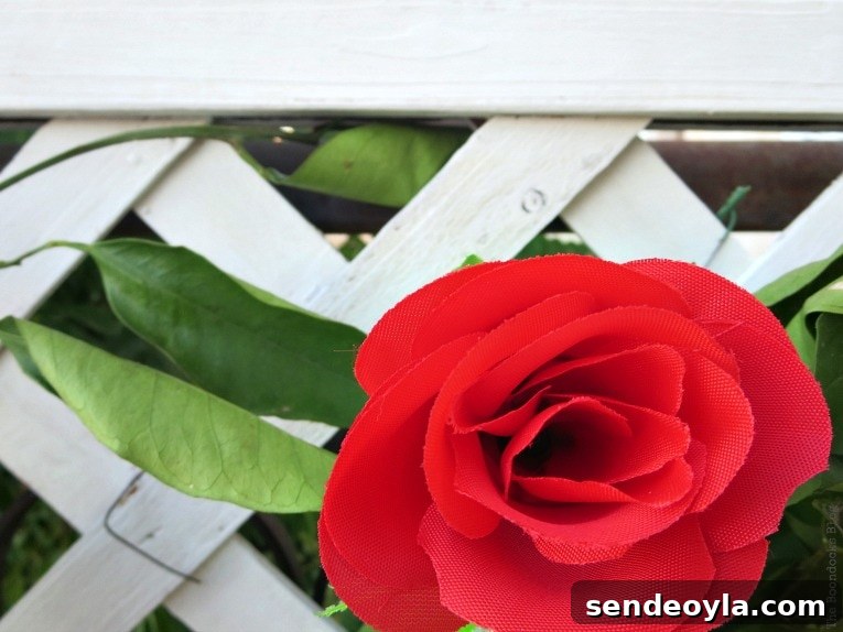 DIY Colorful Fence with Dollar Store Flowers 11 Close up of faux flower.