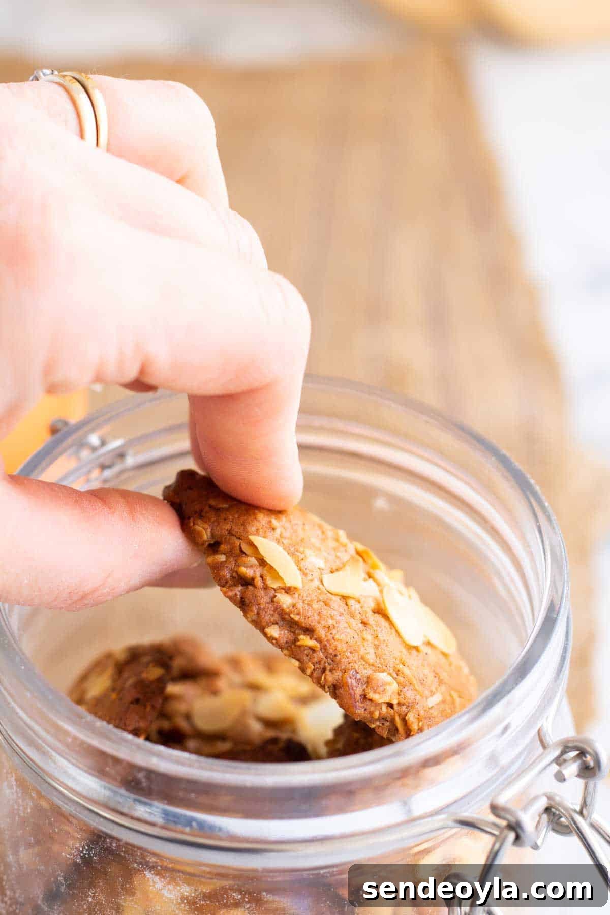 Classic Crunchy Anzac Biscuits Recipe 5 Grabbing an oaty biscuit recipe