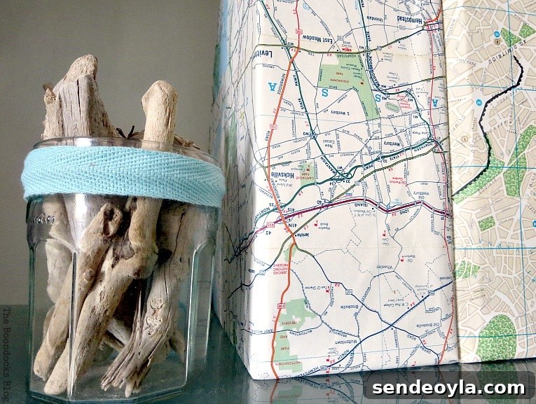 map covered magazine files with decoupage, Pretty and Practical Bookcases the Easy Way