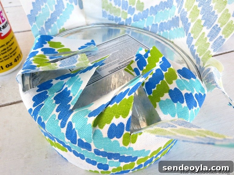the exterior bottom fabric cut into strips