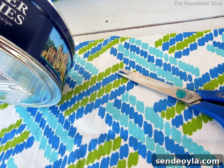 cutting fabric and folding into thirds