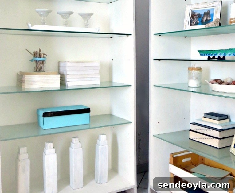 Avoid These Mistakes When Upcycling Bookcases 13 Styled bookcases with blue and white accessories Beachy Nautical style.