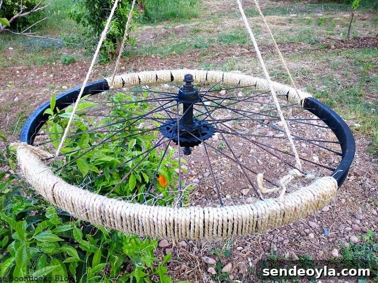 wrapped twine in two areas, How to Re-purpose a tire rim into a Unique wind chime - Int'l Bloggers Club