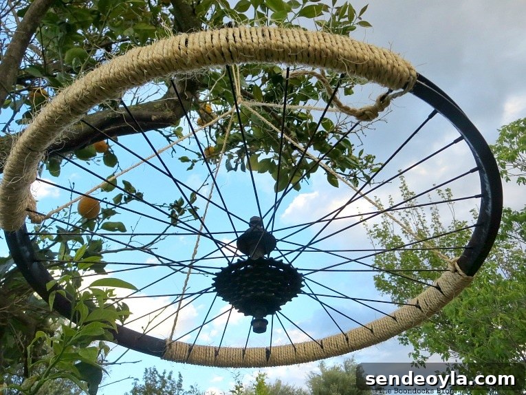 How to Upcycle a Tire Rim into a Unique Wind Chime 6 placement of twine, How to Re-purpose a tire rim into a Unique wind chime - Int'l Bloggers Club