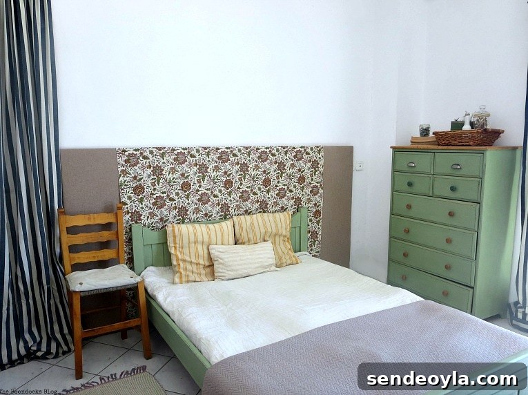 Fabric headboard in the room, How to Easily Warm up a Room with Fabric