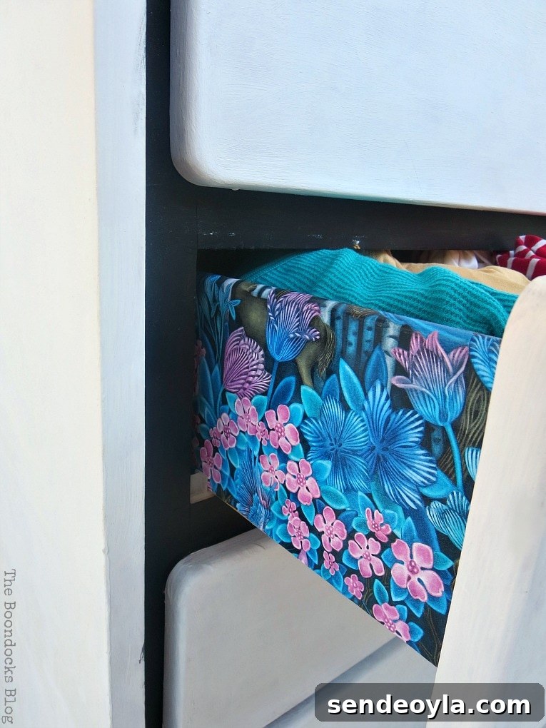 Decoupaged dresser sides
