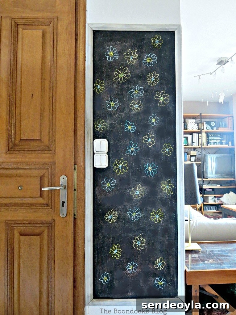 The chalkboard wall is a hit