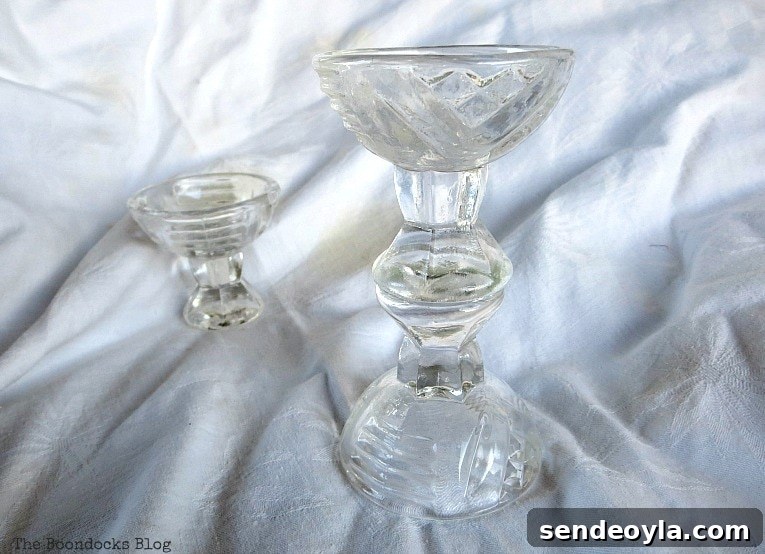 DIY Spring Pedestal from Upcycled Cordial Glasses and Saucers 7 Gluing the cordial glasses together to make a pedestal.