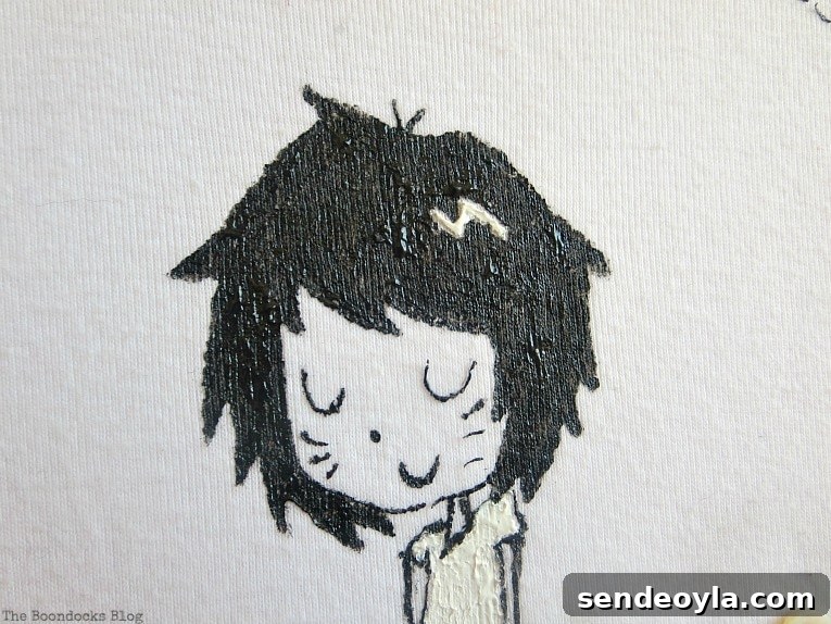 DIY T-Shirt Wall Art: Transform a Tee into Home Decor 4 Close up of a head of the character on a tshirt.