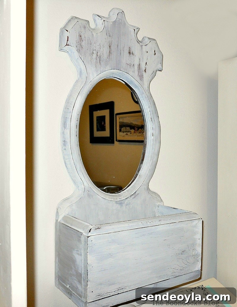 Wooden Mirror with box painted with OFMP Oyster White