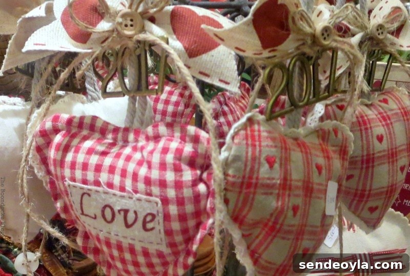 Fabric hearts from a shop