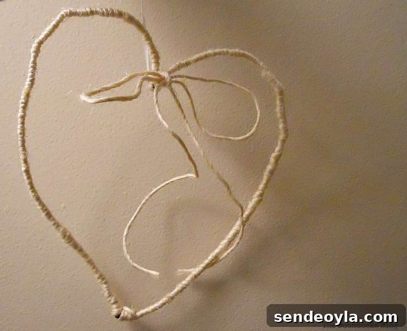 Wire heart wrapped in twine