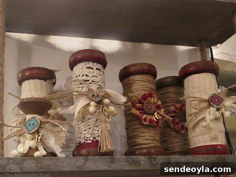 spools with embellishments, My Favorites from Around Town