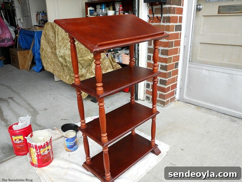Getting ready to paint, How to Upcycle a Dictionary Stand with Chalk Paint www.theboondocksblog.com