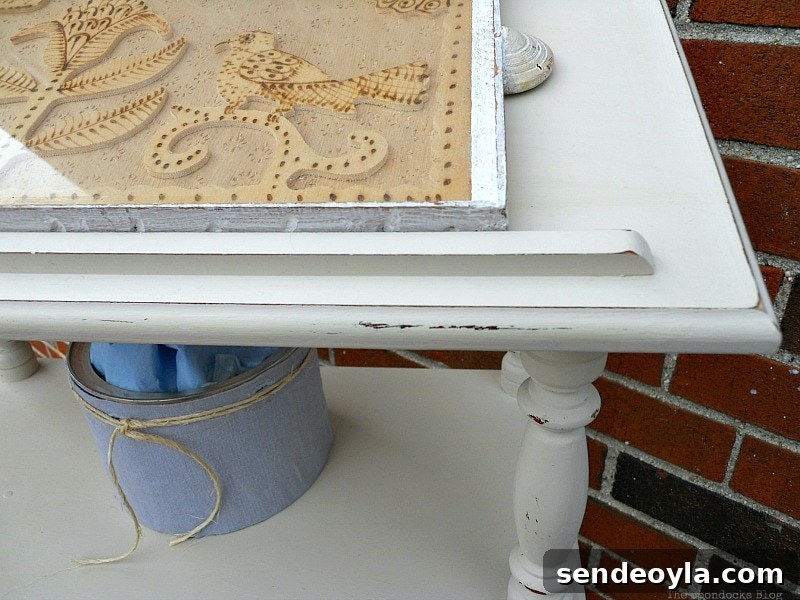 detail of corner, How to Upcycle a Dictionary Stand with Chalk Paint www.theboondocksblog.com