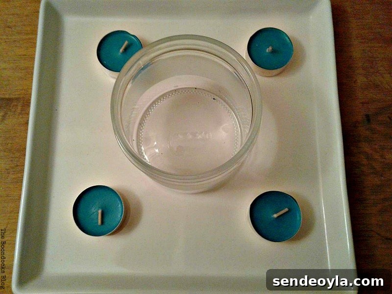 tealights and container placed on tray, Coffee with Tealights please www.theboondocksblog.com
