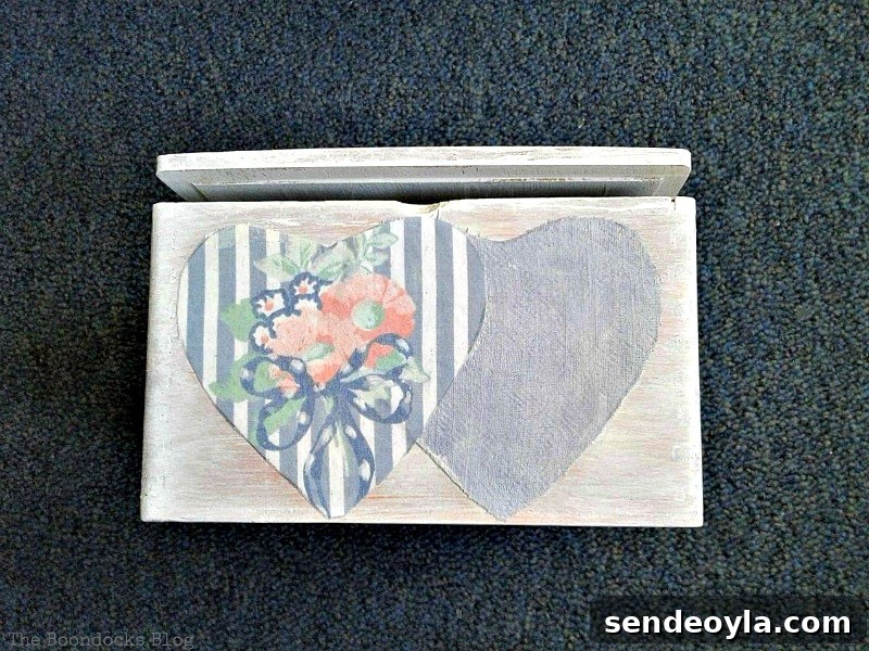 Personalized Valentine's Day Wooden Gift Box 6 decoupaged hearts on side, Valentine's Day Wooden Gift Box www.theboondocksblog.com