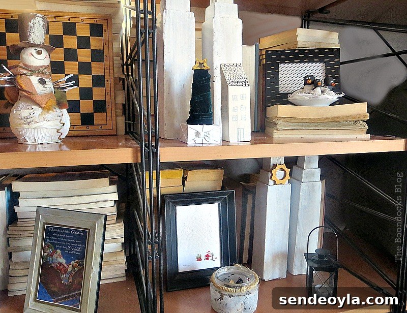 Wall unit shelves with decor, How to Repurpose your Decor for a Unique Christmas Look