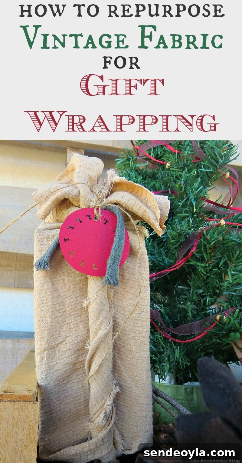 Using fabric and leftover embellishments to wrap gifts