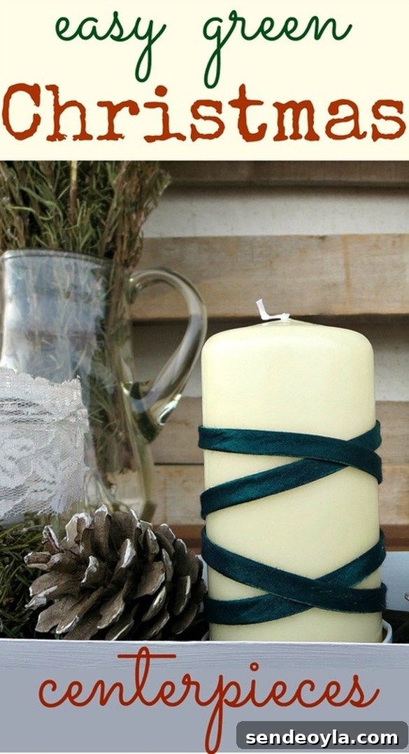 Pinterest-worthy image for Easy Green Christmas Centerpieces