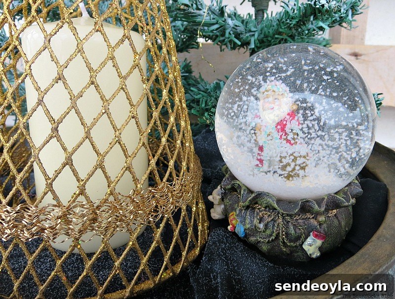 Santa's snow globe, A repurposed Antique Cauldron for Christmas theboondocksblog