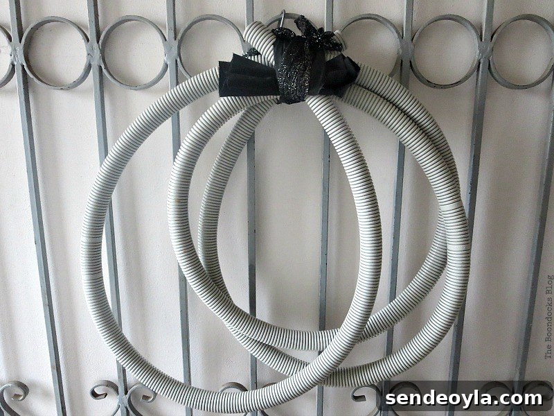 Plastic Tube, How to make a fun tube Halloween Wreath www.theboondocksblog.com