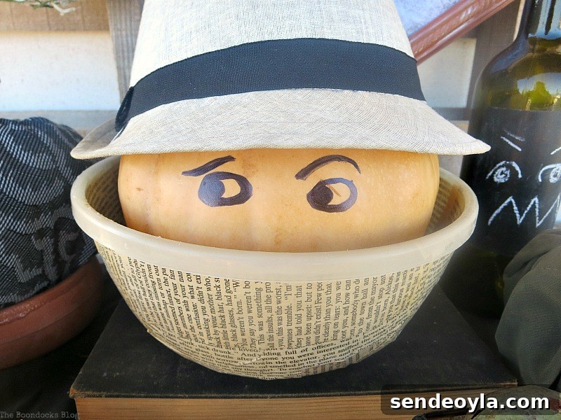 Pumpkin man in bowl, The Paranoid Man Pumpkin Craft