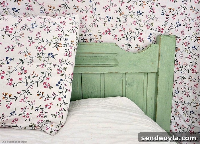 Detail of headboard, How to Makeover an Old Wooden Bed Frame