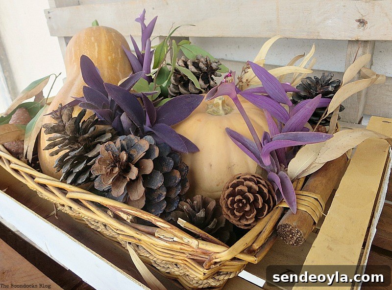 angle view, Easy DIY Fall Eucalyptus Vignette www.theboondocksblog.com