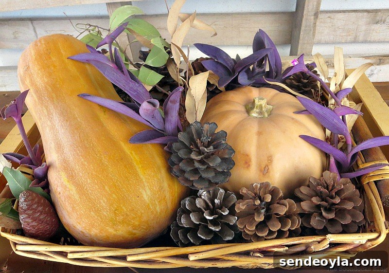Adding the purple heart wandering jew plants, Easy DIY Fall Eucalyptus Vignette www.theboondocksblog.com