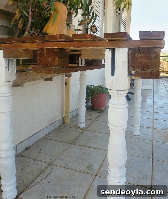 How to Build a Pallet Table with Reclaimed Wood Legs 8 The finished table, The Drunken Table and a Fall Vignette www.theboondocksblog.com