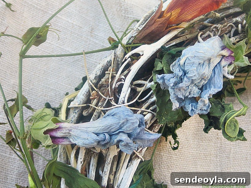 Dried flowers on a wreath