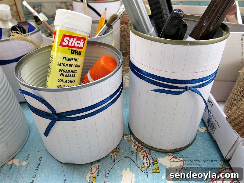 Using tin cans for storage, What's Inside the Vintage Suitcase? www.theboondocksblog.com