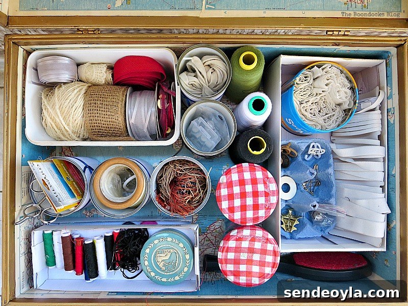 Storing Sewing supplies, What's Inside the Vintage Suitcase? www.theboondocksblog.com