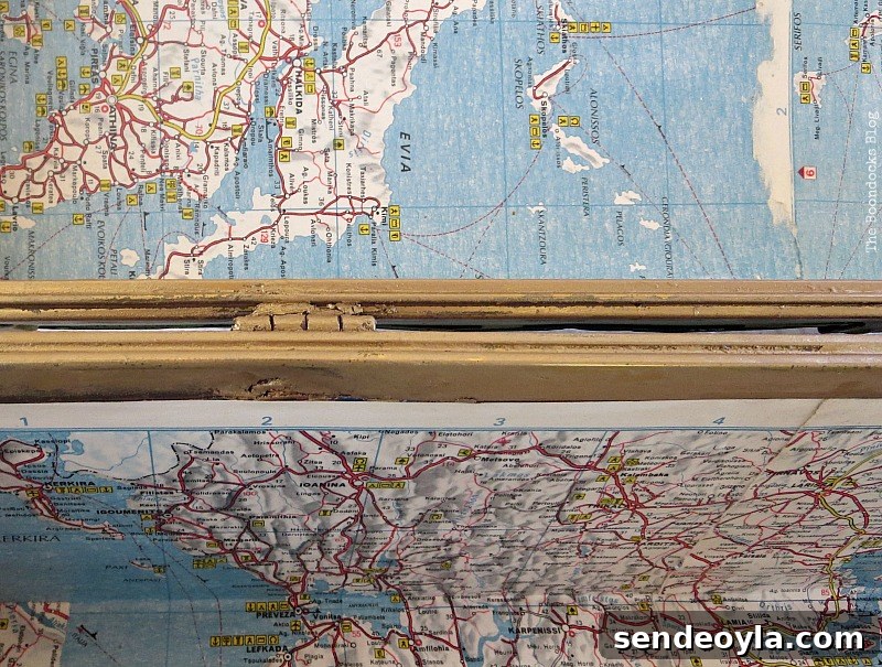 Using 2 old maps of Greece, What's Inside the Vintage Suitcase? www.theboondocksblog.com