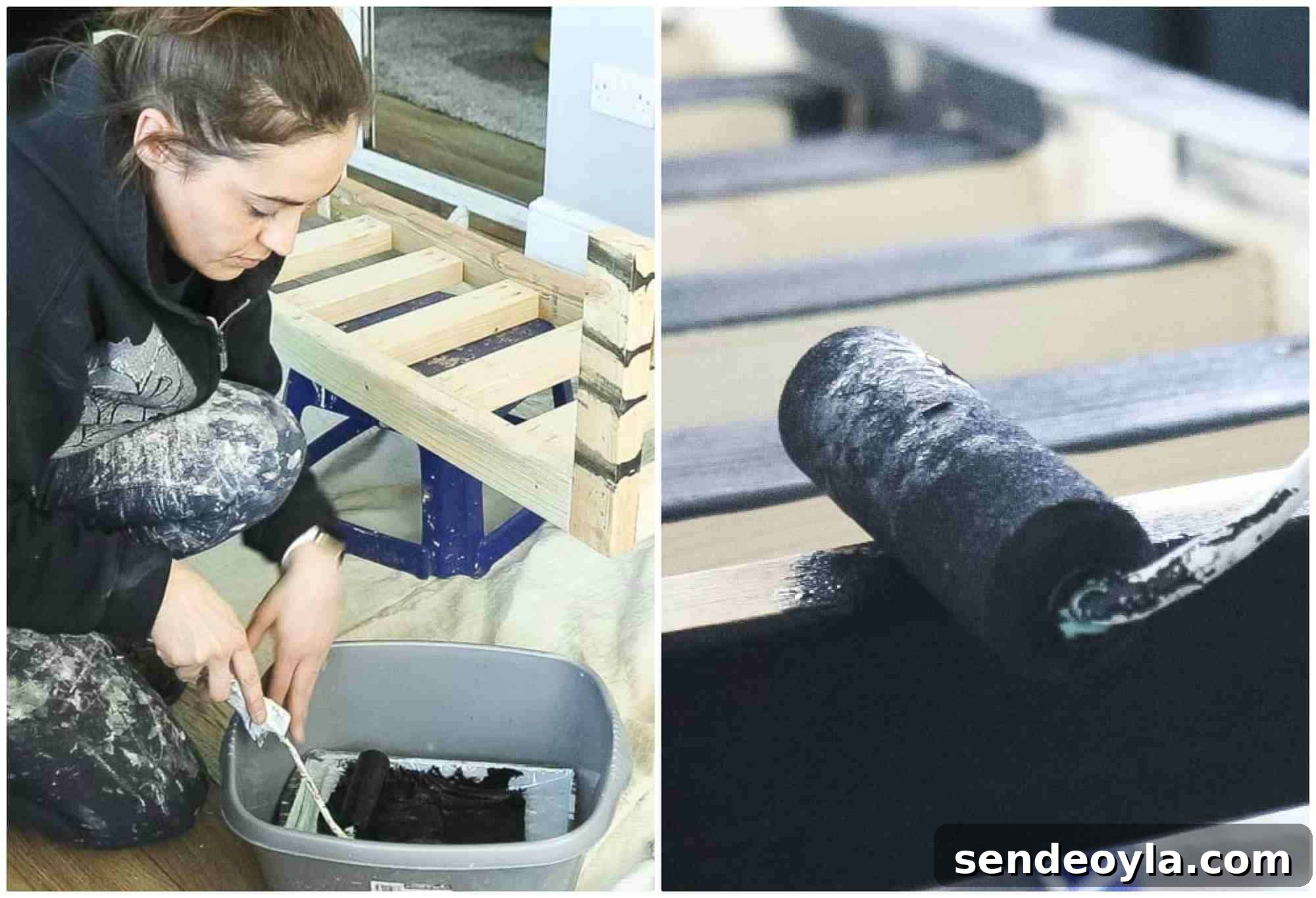 DIY TV Stand from Scrap Wood: Step-by-Step Guide 14 Desiging a a black TV stand with furniture paint