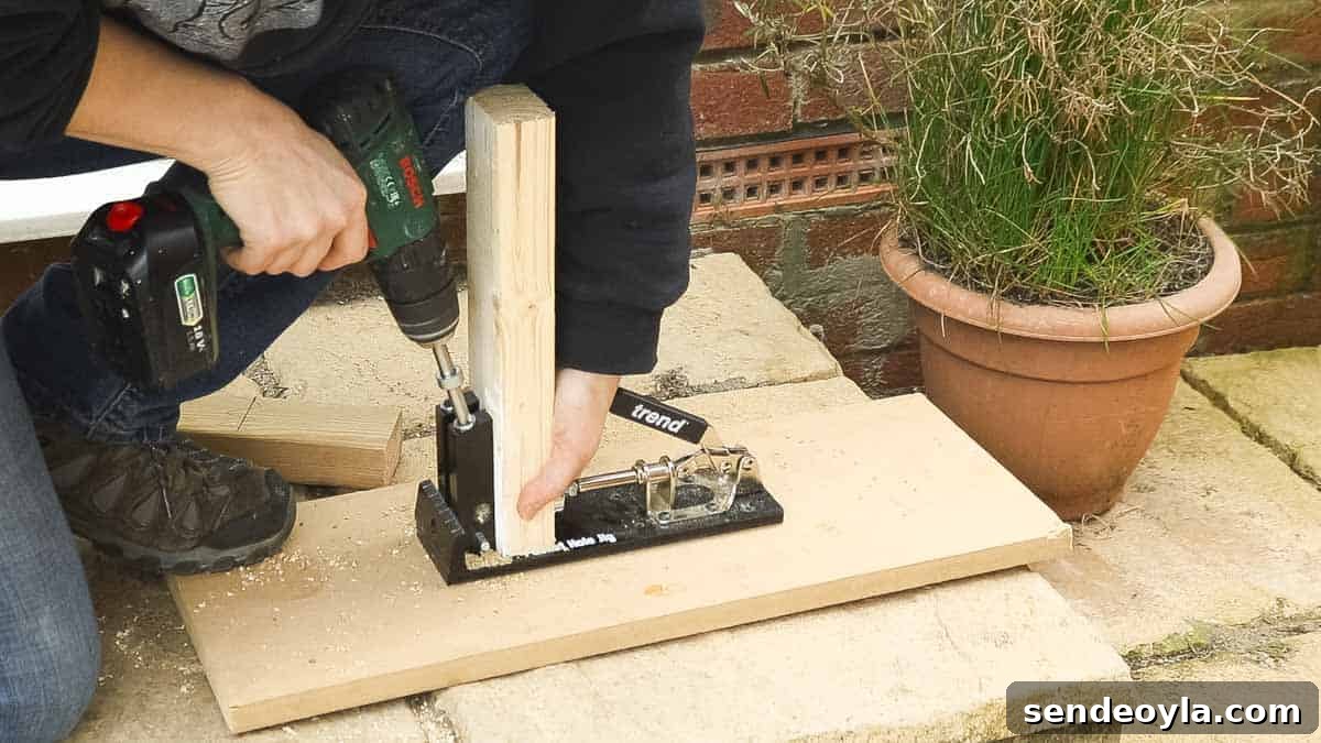 DIY TV Stand from Scrap Wood: Step-by-Step Guide 4 Creating Trend pocket holes in CLS structural timber offcuts in a lockdown