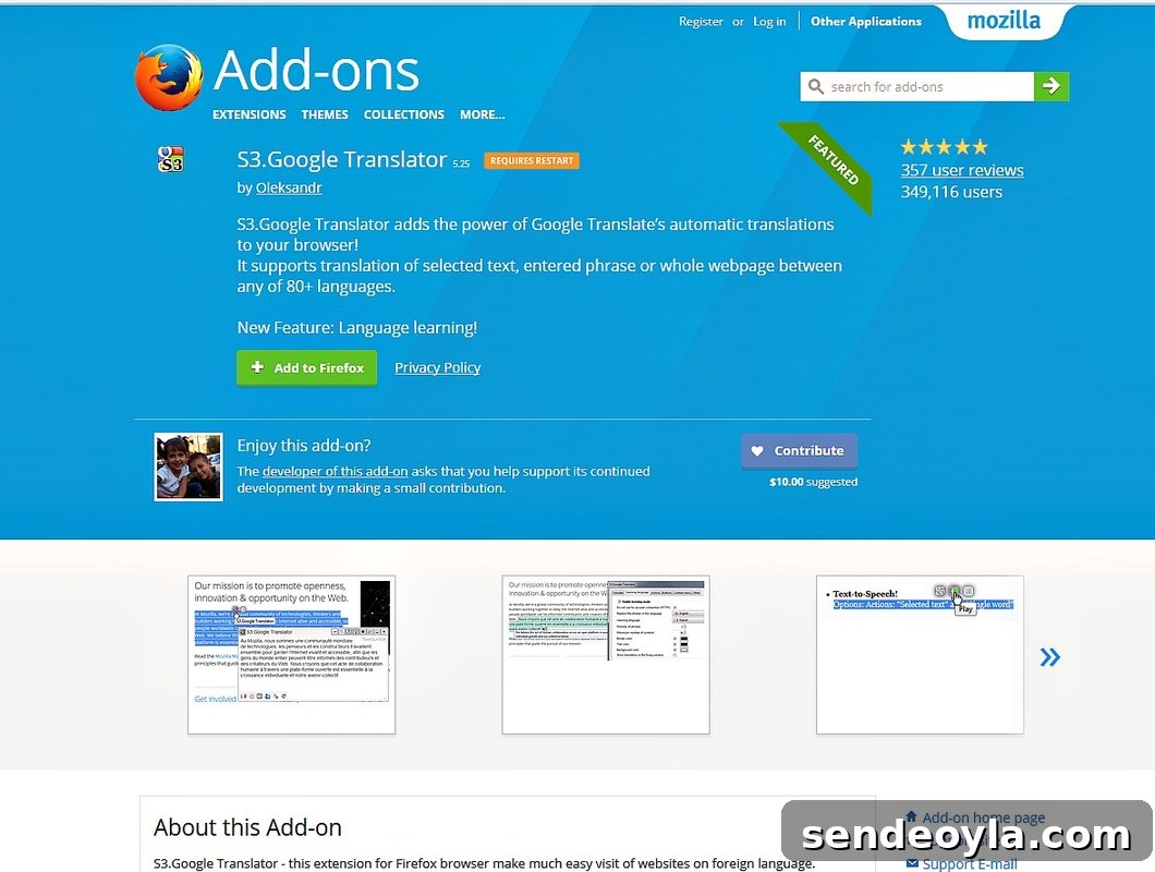 Firefox translator toolbar