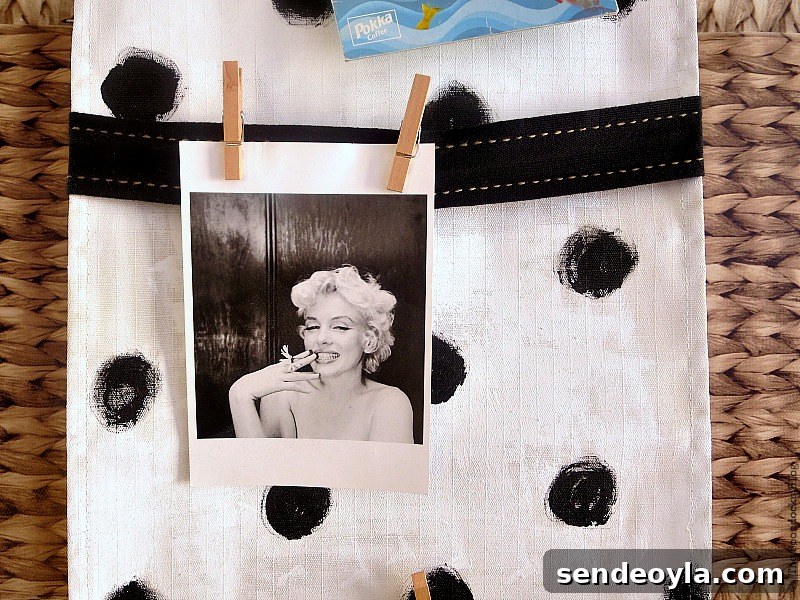 DIY Hanging Organizer for Back-to-School Supplies 11 Detail in the center with Marilyn photo, How to make a back to school hanging organizer, Back to School blog Hop www.theboondocksblog.com