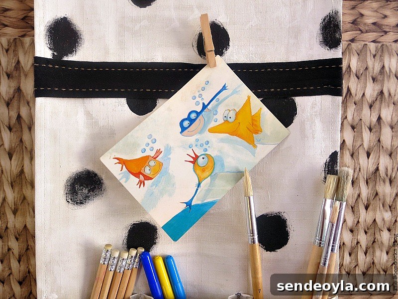 DIY Hanging Organizer for Back-to-School Supplies 12 A post card, How to make a back to school hanging organizer, Back to School blog Hop www.theboondocksblog.com