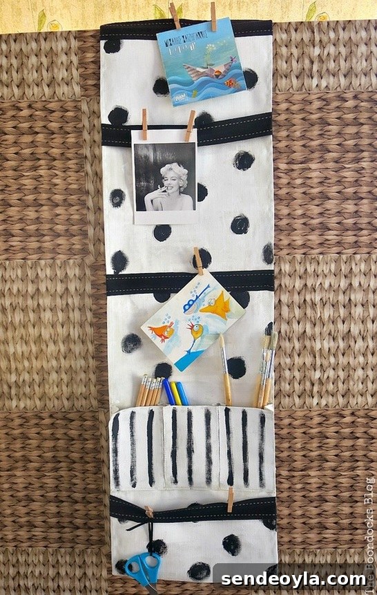 DIY Hanging Organizer for Back-to-School Supplies 9 The hanging organizer complete, How to make a back to school hanging organizer, Back to School blog Hop www.theboondocksblog.com