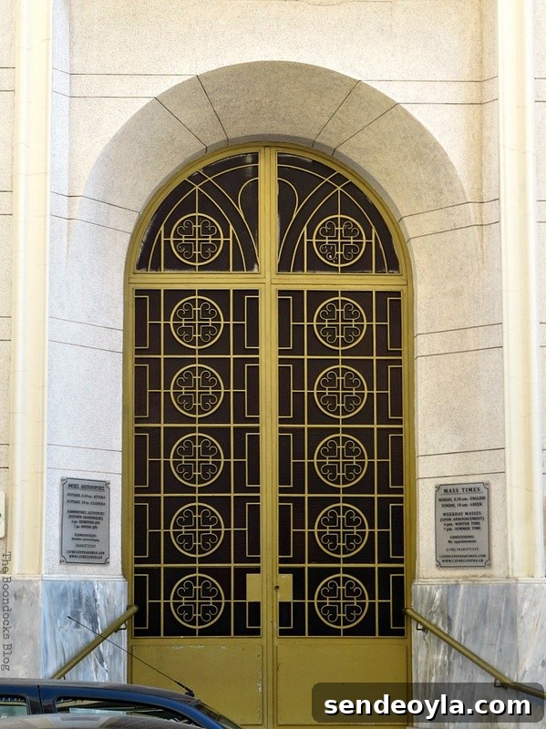 The Doors of Greece: A Kind of Anniversary 11 Mustard metal church door, Doors and a Sorta Blogoversary