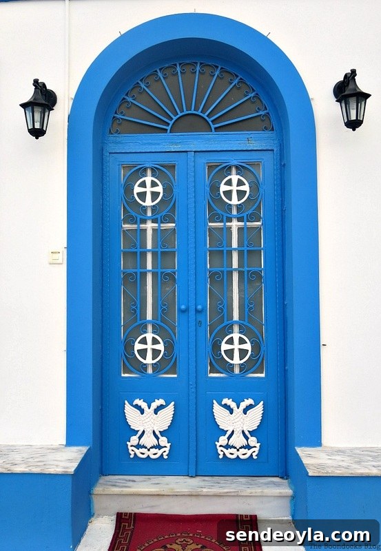 The Doors of Greece: A Kind of Anniversary 10 Blue metal church door, Doors and a Sorta Blogoversary