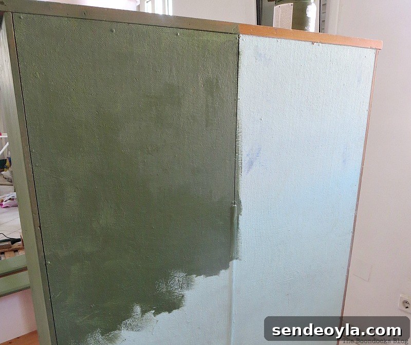 Rescue and Refinish an IKEA Pine Dresser 6 Dark green paint, How to save an Ikea Pine Dresser www.theboondocksblog.com