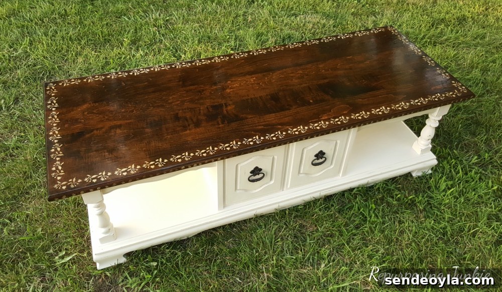 DIY Curbside Coffee Table Makeover 11 Solid wood table after makeover