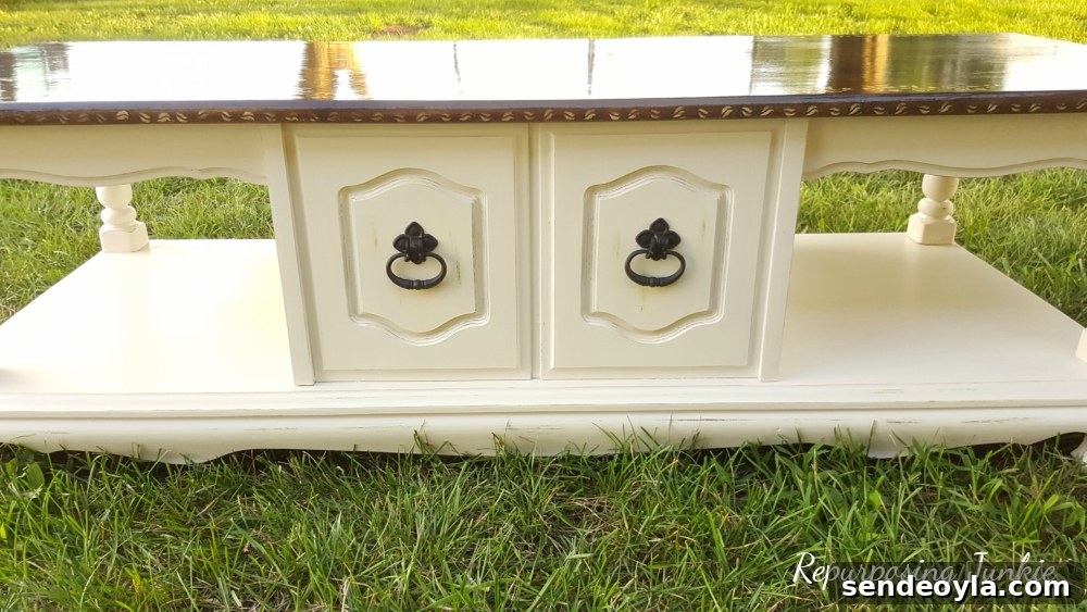 DIY Curbside Coffee Table Makeover 5 Painting the lower half of the table