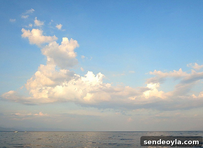 Cloud shapes above the bay, A Boat Ride into the Sunset www.theboondocksblog.com
