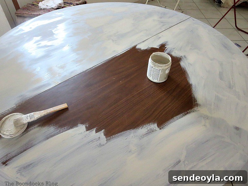 Painting the top, Greek Beach Table - Int'l Bloggers Club Challenge