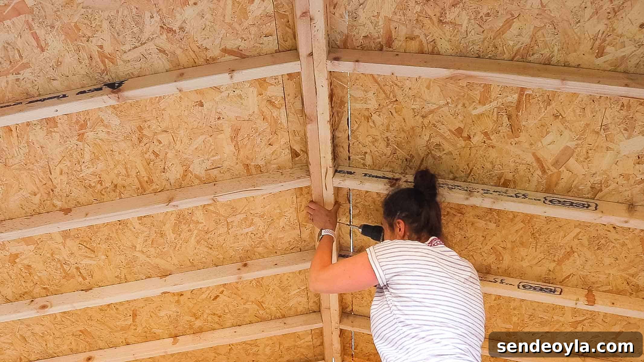 Install Roofing Felt on a Shed: Step-by-Step Tips 15 The Carpenter's Daughter screwing shed roof sections together